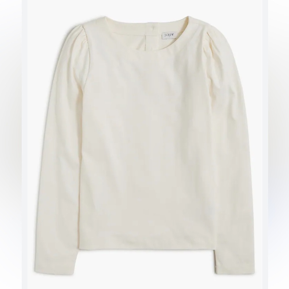 J Crew Factory Puff-sleeve gold button-back top in ivory size Small NEW
